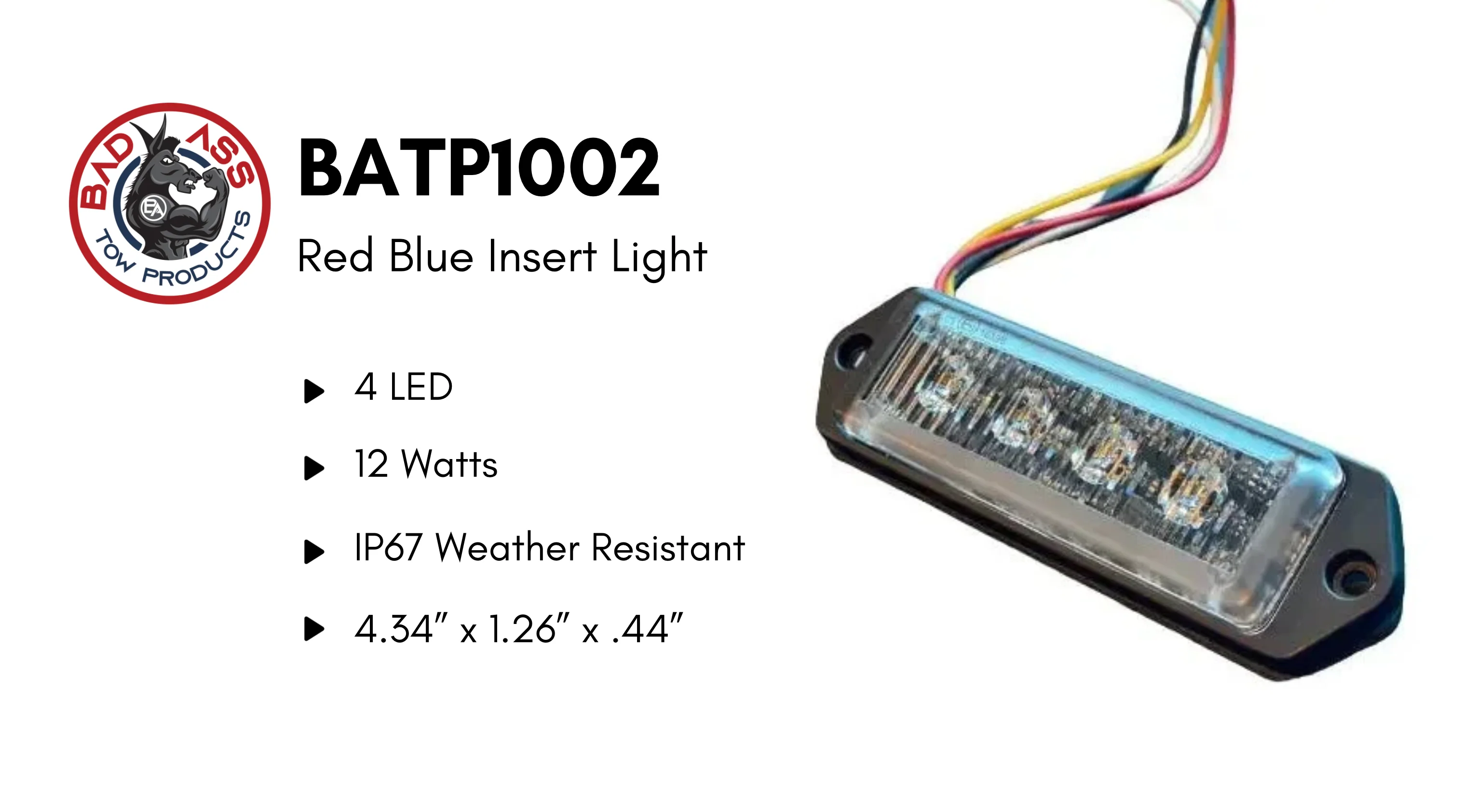 BATP 4-LED Warning Light, Red/White - Image 5